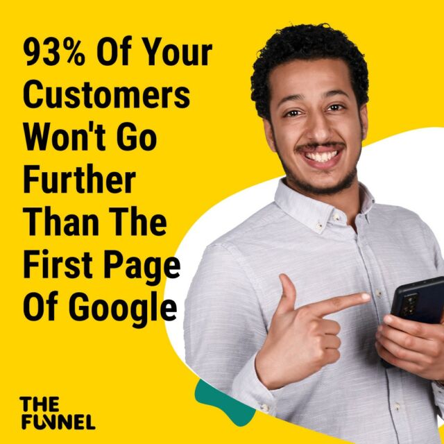 93% of your customers won't go further than the first page of Google.

This fact shows how important it is to invest in proper SEO practices to increase your ranking on Google.

The best place to be is on the #1 page on Google.

#didyouknow #digitalmarketingtips #businessgrowth